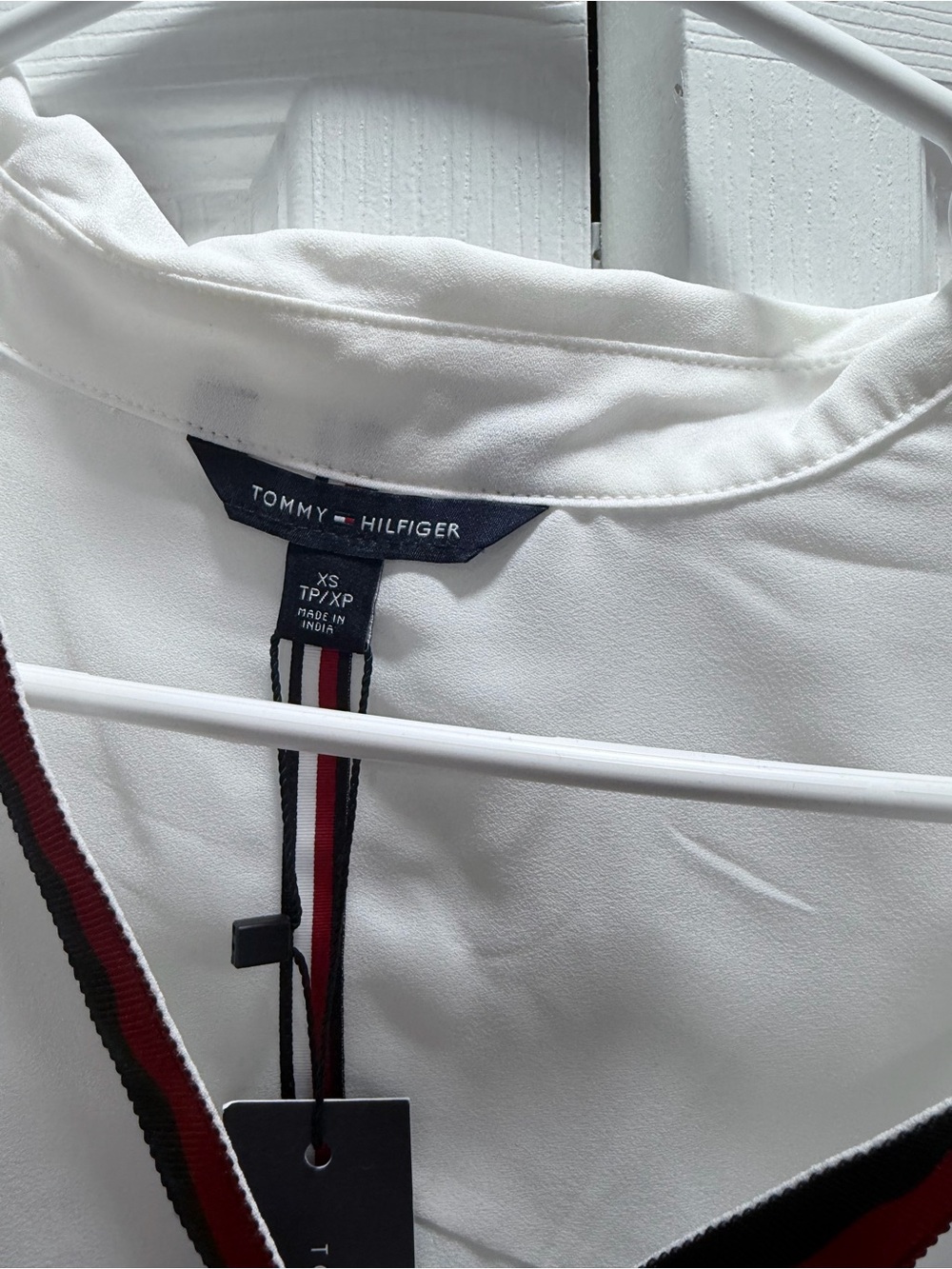 Tommy Hilfiger White Blouse with Red & Navy Signature Trim